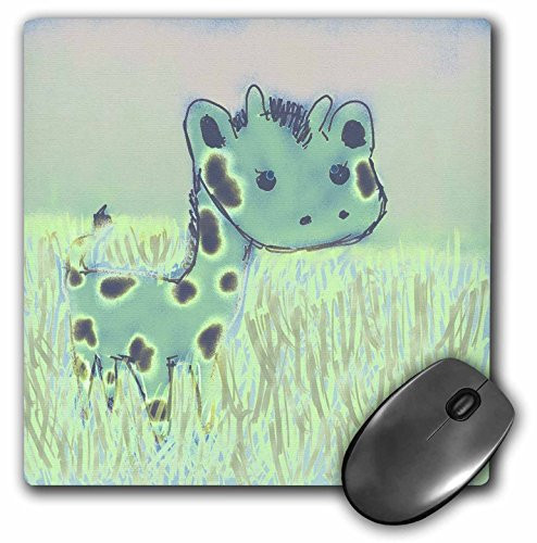 3dRose LLC 8 x 8 x 0.25 Inches Mouse Pad, Cute Pastel Giraffe Animals Cartoon Art (mp_32767_1)