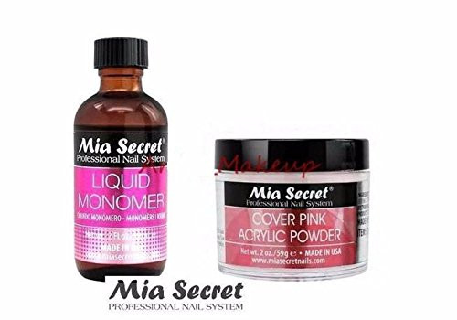Mia Secret Acrylic Nail Powder Cover Pink  Liquid Monomer 2 oz Set Made in USA