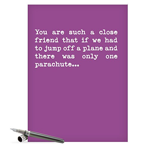 Supersized Happy Birthday Greeting Card With Envelope (8.5" x 11") - Funny 'One Parachute' Appreciation Card - Who Will Get The Parachute in Case of a Plane Crash Birthday Card - HBD Cards #J0936