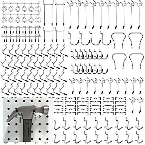 TUPARKA 170Pcs Pegboard Hooks Assortment Peg Hook Organization with Peg Locks