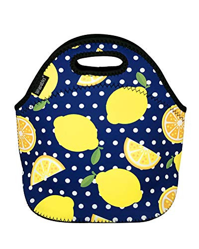 Wrapables A71393c Insulated Neoprene Reusable Lunch Bags, One Size, Lemons