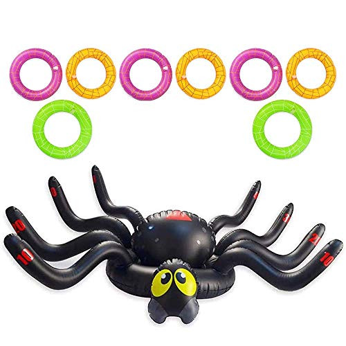 Wocst 37 Inch Inflatable Spider Ring Toss Game for Halloween Party Supplies Family Halloween Party Games Indoors Outdoors Party Game Large Spider