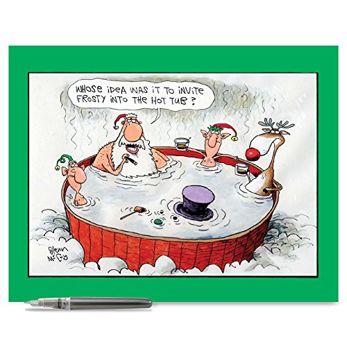 J1539XSG Jumbo Funny Merry Christmas Greeting Card: Jumbo Invite Frosty Christmas Card: With Envelope (Large Size: 8.5" x 11")