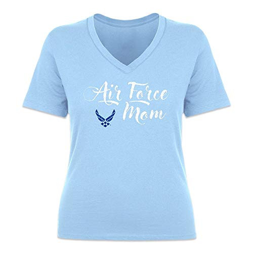 United States Air Force Mom Wings V-Neck T-Shirt Large Blue