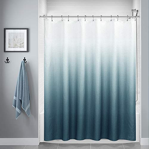Polyester Ombre Shower Curtains for Bathroom Textured Fabric Bath Shower Curtain Waterproof Shower Curtain Liner with 12 HooksMachine Washable ?72 x 72 inchBlue Gray?