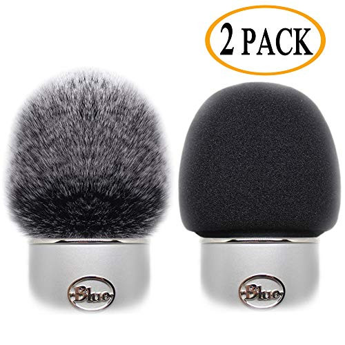 2 Pack Professional Microphone Furry Windscreen Muff Wind Cover with Foam Microphone Windscreen for Blue Yeti