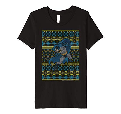 Kids DC Comics Batman Action Pose Christmas Sweater Style Premium T-Shirt