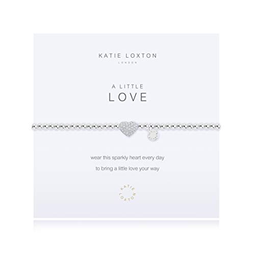 Katie Loxton A Little Love Heart Silver Womens Stretch Adjustable Charm Bangle Bracelet