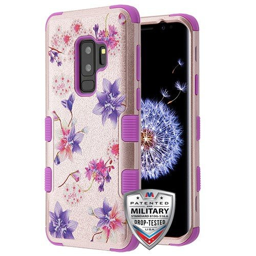 MyBat Cell Phone Case for Samsung Galaxy S9 Plus - Purple Stargazers Textured Rose Gold