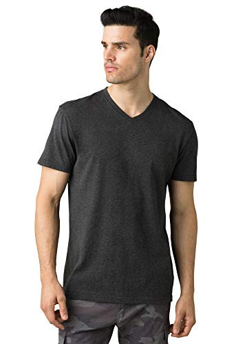 prAna Living Mens Prana V-Neck Tee Small Charcoal Heather