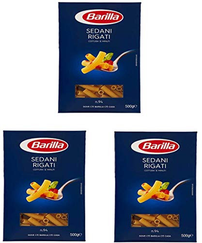 Barilla Sedani Rigati Short Pasta 500gm 17_64oz Pack of 3