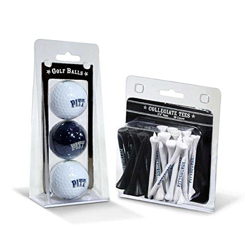 Team Golf NCAA Pittsburgh Panthers Logo Imprinted Golf Balls 3 Count   2-34 Regulation Golf Tees 50 Count Multi Colored