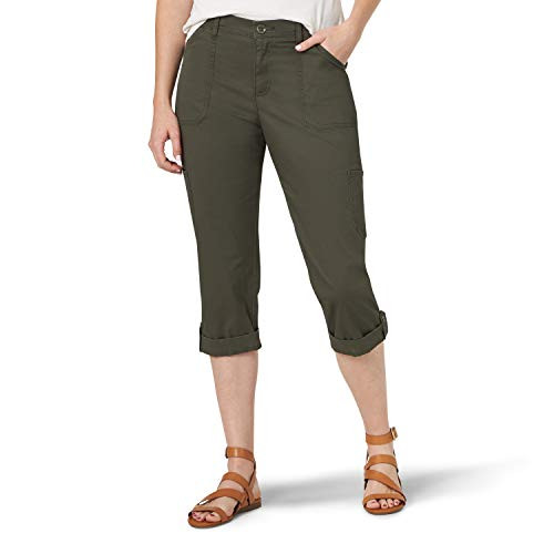 Lee Womens Flex-to-Go Cargo Capri Pant Moss 12 Petite