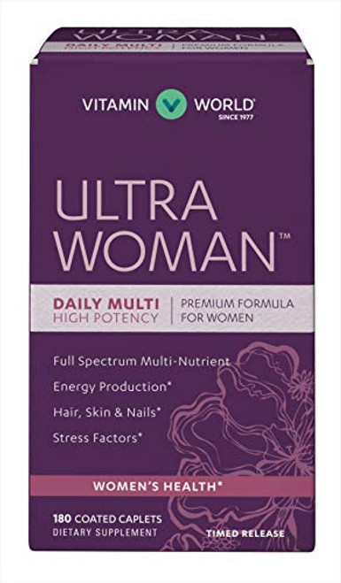 Vitamin World Ultra Woman Daily Multivitamins 180 Caplets High Potency Full Spectrum Multi-Nutrient Hair Skin Nails Timed Release Gluten Free Coated Vitamin World Ultra Woman Daily Multivitamins 180 Caplets High Potency Full Spectrum Multi-Nutrient Hair Skin Nails Timed Release Gluten Free Coated