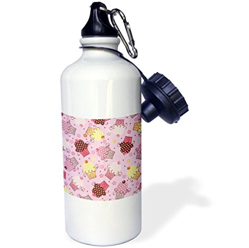 3dRose Cupcakes in Pink Sports Water Bottle 21 oz White