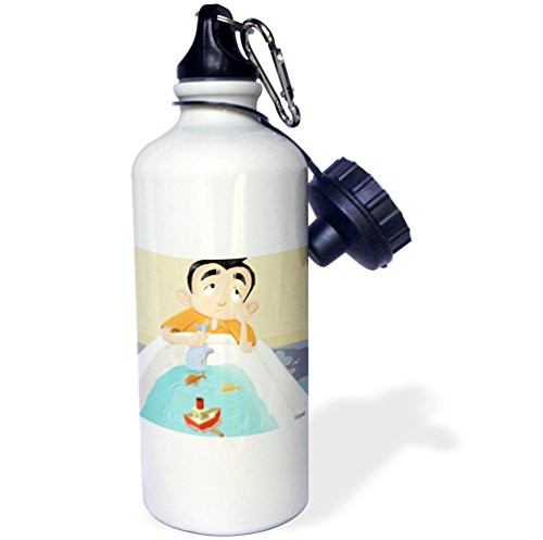 3dRose Kikeo with a whale toy is sad Sports Water Bottle 21 oz White