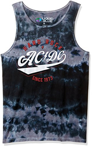 Liquid Blue Mens Acdc Hard Rock Tank Top T-Shirt Multi Tie Dye Large
