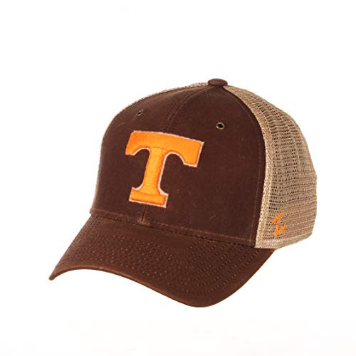 NCAA Zephyr Tennessee Volunteers Mens Mesa Waxed Cotton Trucker Hat Adjustable Brown