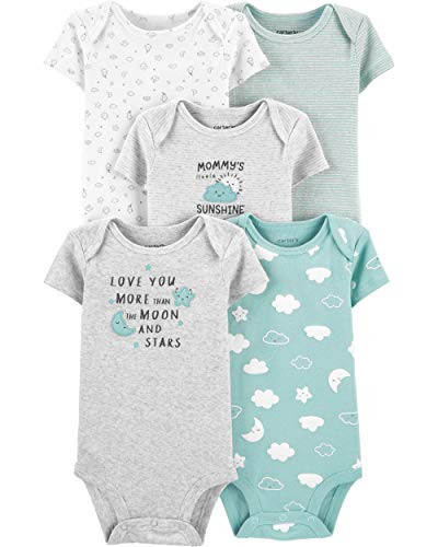 Carters Baby Boys 5-Pack Original Short Sleeve Bodysuits Moon   Stars 24 Months