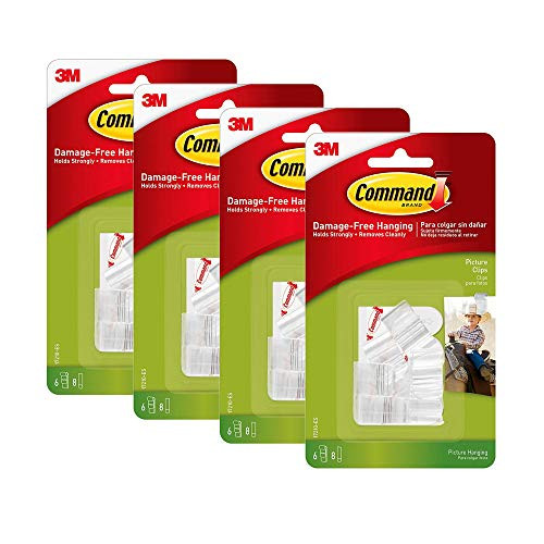 Command Clear Picture Clips Decorate Damage-Free Indoor Use 6 Clips 8 Strips 17210-ES 4 Pack