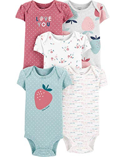 Carters Baby Girls 5 Pack Bodysuit Set Strawberry 6 Months