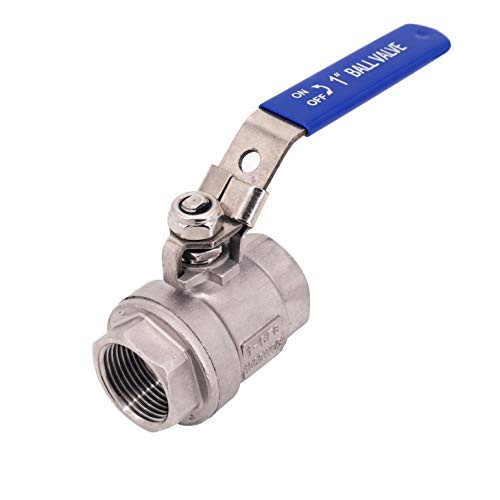 SHYOKO 1 Ball Valve 304 Stainless Steel with Blue Vinyl Handle 2-Piece 1000 WOG Full Port NPT Female