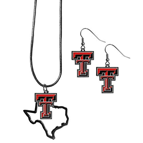 NCAA Siskiyou Sports Womens Texas Tech Red Raiders Dangle Earrings and State Necklace Set One Size Team Color