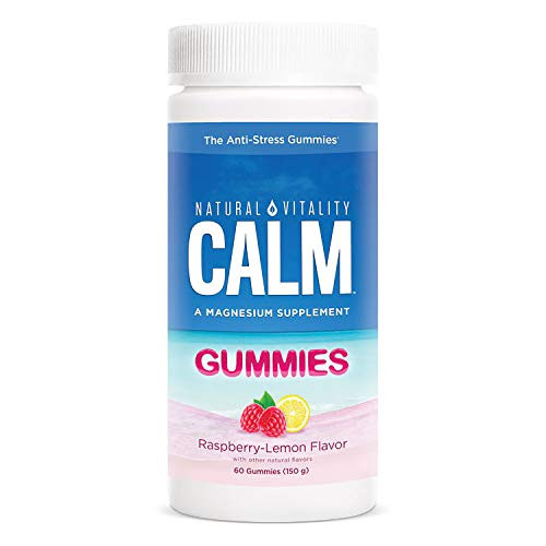 Natural Vitality Calm Magnesium Citrate Supplement Anti-Stress Gummies Raspberry-Lemon 60 Gummies Packaging May Vary