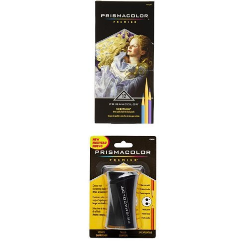 Prismacolor Verithin Coloured Pencils Assorted Colours 12-Count with Pencil Sharpener