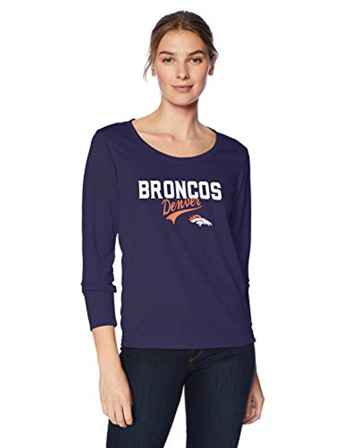 OTS NFL Denver Broncos Womens Poly Long Sleeve Tee Alternate Team Color Naples Large OTS NFL Denver Broncos Womens Poly Long Sleeve Tee Alternate Team Color Naples Large