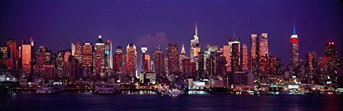 Posterazzi Buildings lit up at dusk Manhattan City New York State USA Poster Print 27 x 9