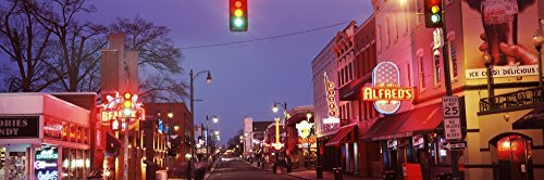 Posterazzi Buildings along lit up at dusk Beale Street Memphis Tennessee USA Poster Print 27 x 9