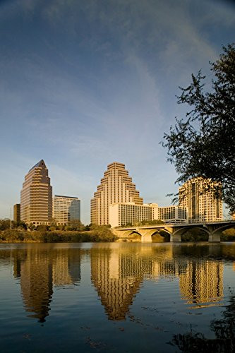 Posterazzi Reflection of buildings in water Town Lake Austin Texas USA Poster Print 27 x 9