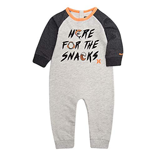Hurley Baby Boys Long Sleeve Coverall Birch Heather Raglan 6M