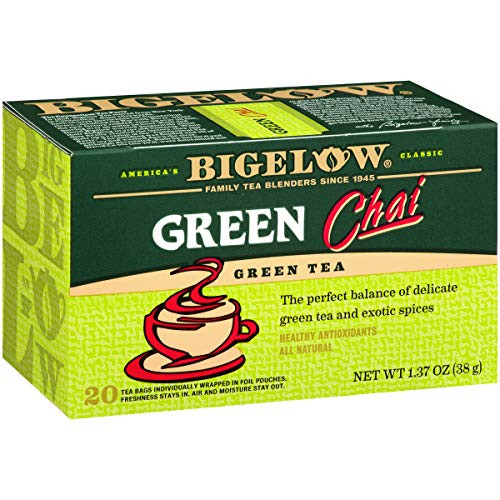 Bigelow Green Tea Chai 20 Count Box Pack of 6 Caffeinated Green Tea 120 Tea Bags Total