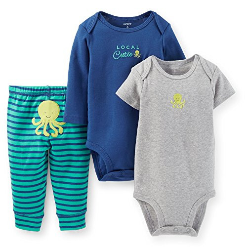 Carters Baby Boys 3-piece Bodysuit   Pant Set 24 Months Navy Octopus