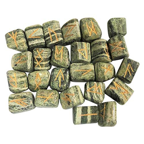 Crocon Zebra Jasper Runes Stones Set Engraved Elder Futhark Alphabets 25 Pcs  Size 20-25 mm