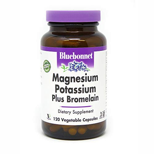 BlueBonnet Magnesium Potassium Plus Bromelain Vegetarian Capsules 120 Count