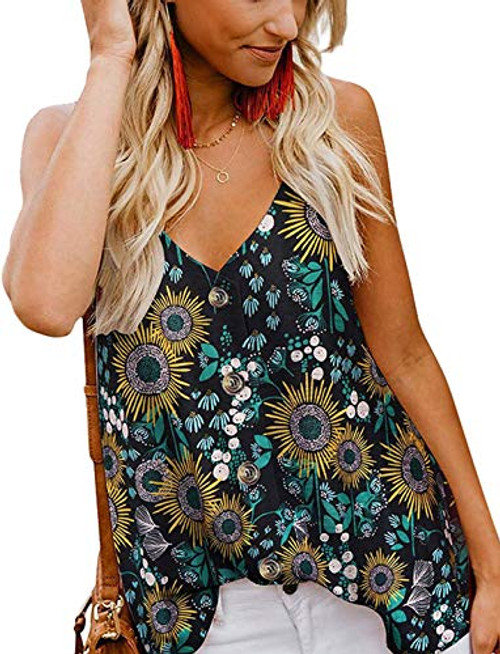ATERAIN Womens Button Down Spaghetti Straps Tank Tops V Neck Loose Casual Sleeveless Strappy Cami Shirts Blouses ATERAIN Womens Button Down Spaghetti Straps Tank Tops V Neck Loose Casual Sleeveless Strappy Cami Shirts Blouses