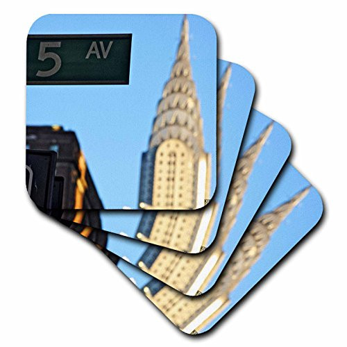 3dRose CST-10268-2 The Chrysler Building is an Art Deco Skyscraper in New York City Located on The East Street-Soft Coasters Set of 8