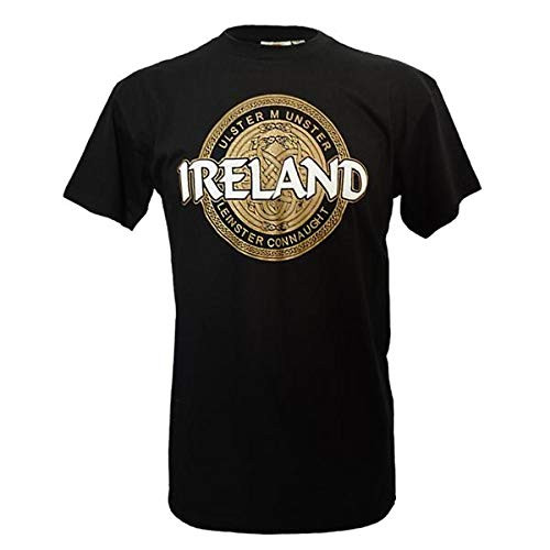Traditional Craft Ltd_ Ireland Black T-Shirt for Mens 100 Cotton 4 Province Tee Large