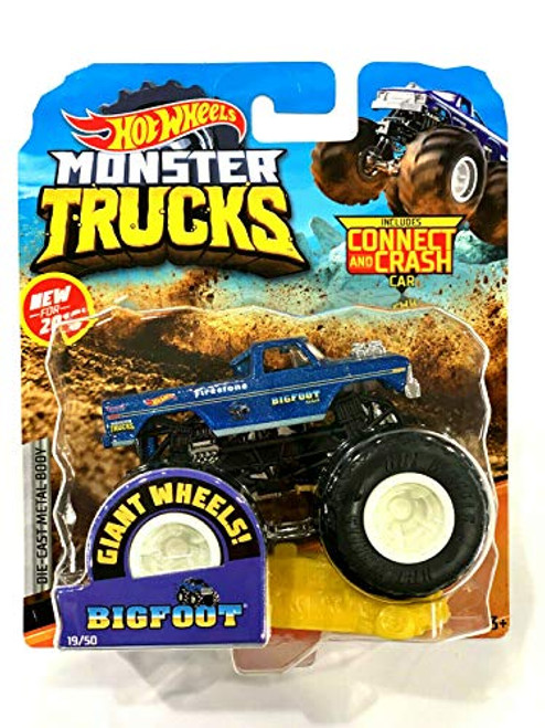 DieCast Hotwheels 2019 Monster Trucks 164 Scale with Connect and Crash car Bigfoot 1950 DieCast Hotwheels 2019 Monster Trucks 164 Scale with Connect and Crash car Bigfoot 1950