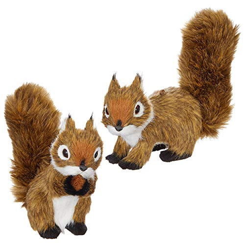 The Bridge Collection Furry Animal Ornaments Set of 2 Assorted Squirrels