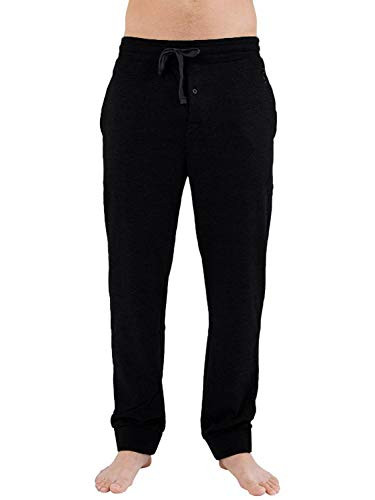 INTIMO Mens Soft Fleece Pajama Sleep Pants Black Large