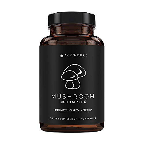 10 Mushroom Complex - Lions Mane Reishi Cordyceps - Advanced Immune Support   Nootropic Brain Supplement for Memory   Focus - Natural Energy   Stress Relief 90 Capsules