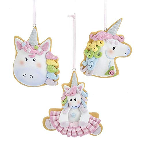 The Bridge Collection Gingerbread Unicorn Cookie Ornaments Set of 3 Assorted