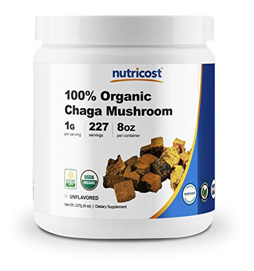 Nutricost 100 Organic Chaga Mushroom Powder 8oz 227 Servings - Certified USDA Organic Gluten Free   Non-GMO