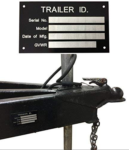 Aluminum Trailer ID Replacement Tag Vin Plate Serial GVWR Medical Blank Black
