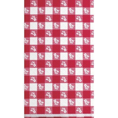 Creative Converting Octy-Round Plastic Table Cover, 82-Inch, Red Gingham