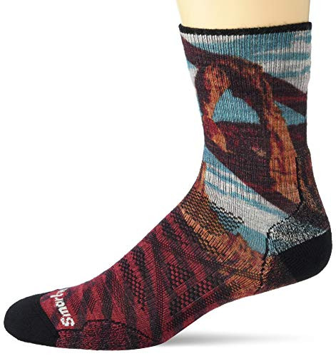 Smartwool PhD Outdoor Light Arches Print Mid Crew White LG Mens Shoe 9-11_5